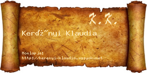 Kerényi Klaudia névjegykártya