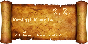 Kerényi Klaudia névjegykártya